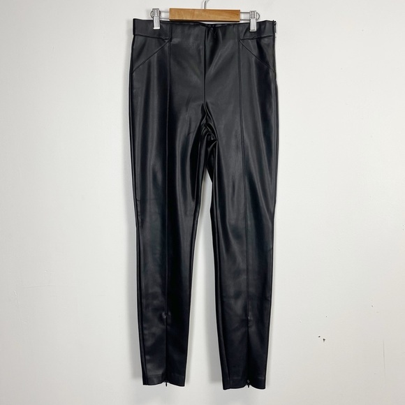 Zara Pants Womens Size Medium Black Faux Leather Side Zip Polyurethane - Picture 1 of 12